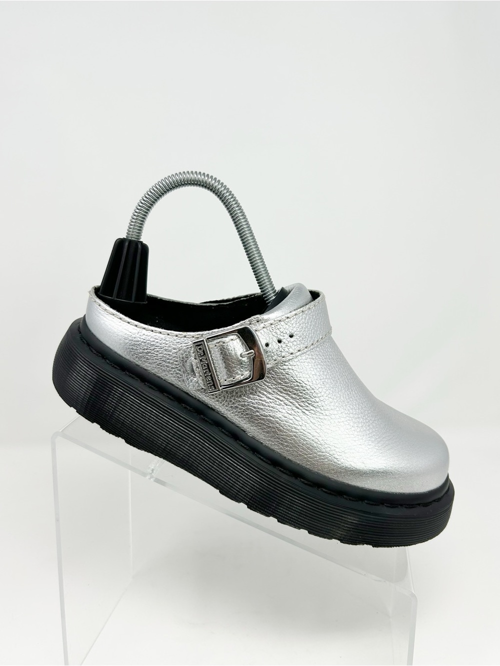 Dr. Martens Laketen Womens Silver Metallic Slingback Mule Platform Clogs Size 6